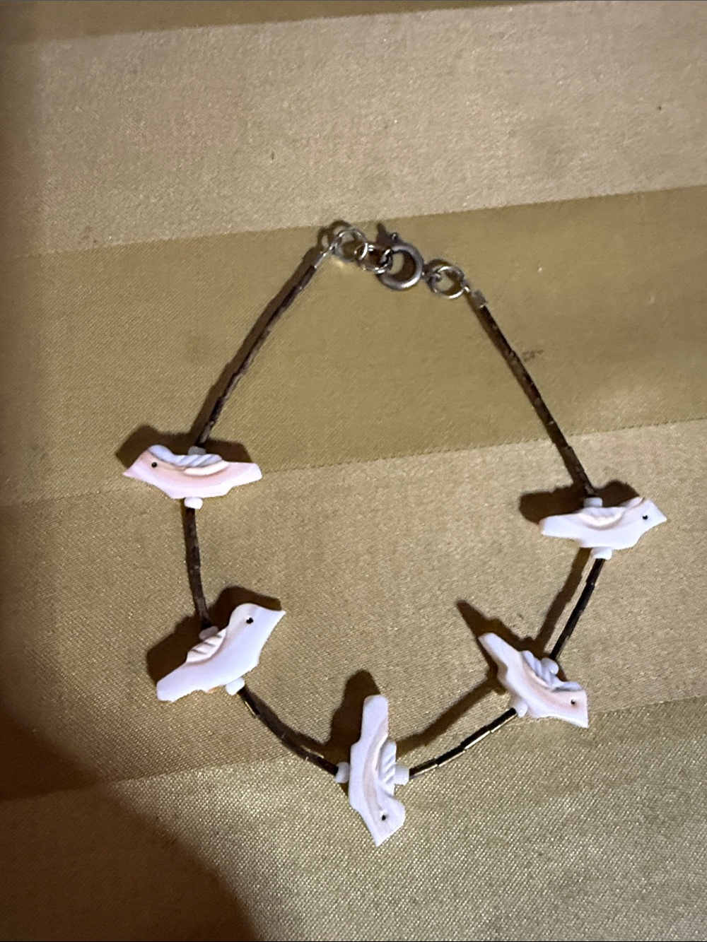 Delicate White Bird Charm Bracelet - Women's Jewelry